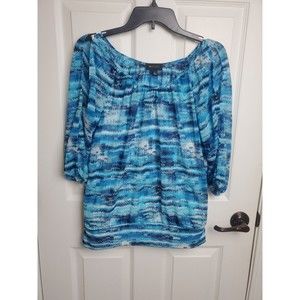 AB Studio Cold Shoulder Top with Layered Internal Cami, Size Small